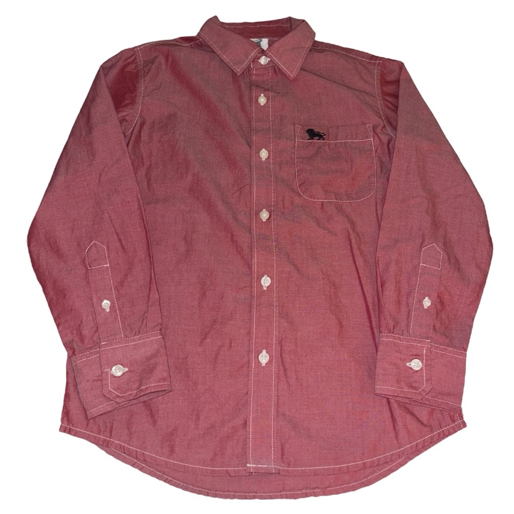 Old Navy Boys Size 8 Western Button Up Long Sleeve Red Shirt Cotton